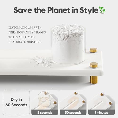 Water Absorbing Stone Sink Caddy Kitchen Sink Organizer Tray (10"x 4" - White - Gold)