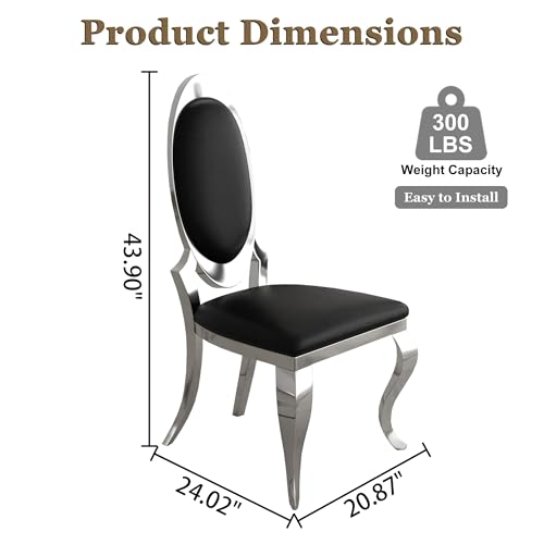 Modern Dining Chairs Set of 4 (Black/Silver / Set of 4)