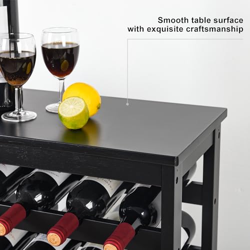 42 Bottles Bamboo Wine Rack (Black / 7-Tier)