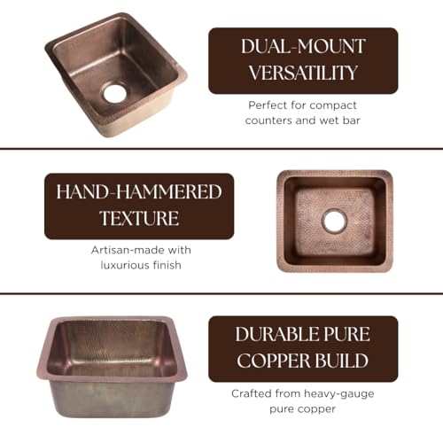 Kitchen & Bar Sink (17 inches / Pure Copper)