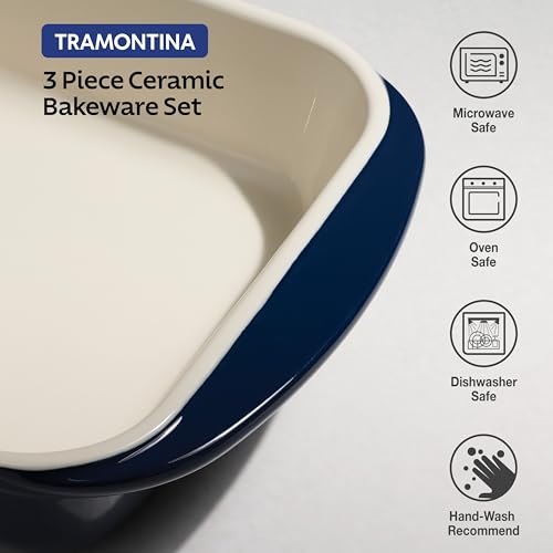 Mae 3 Pc Ceramic Porcelain Baking Pans Set (Cobalt)