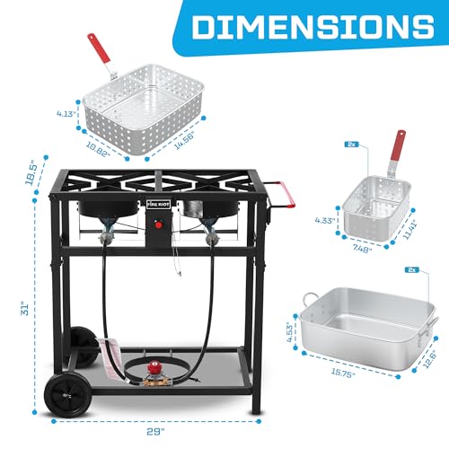 36QT Outdoor Propane Deep Fryer with Rolling Cart (36QT (18QTX2))