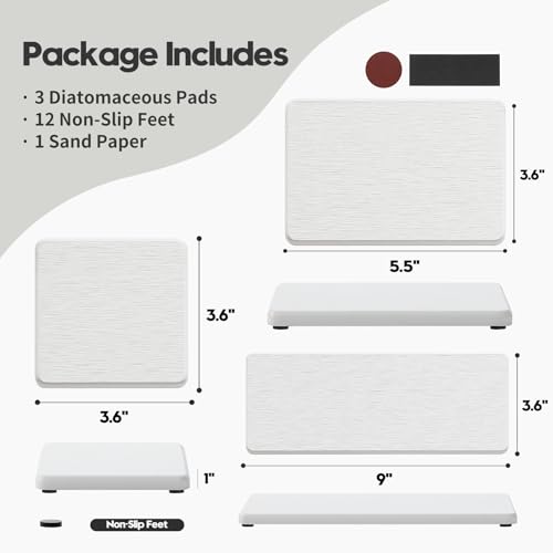 3PCS Bathroom Sink Vanity Trays (3 Pack - White / 9" x 3.5")
