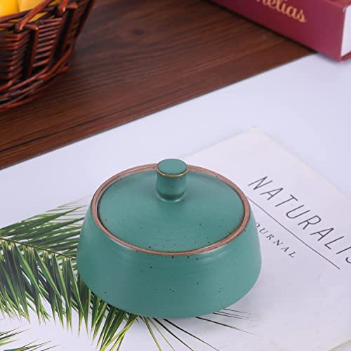 Small Kitchen Ceramic Canister Storage Jar with Lid Ancient Green (Ancient Green)