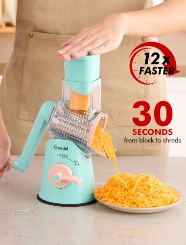 Rotary Cheese Grater Hand Crank (Tiffany Blue / 5 Blades)