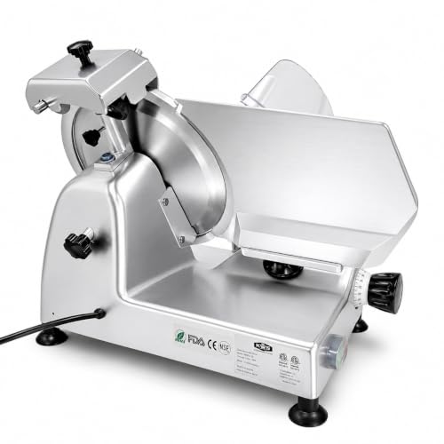 MS 12SL Commercial 420W Electric Meat Slicer 12" Frozen Slicer (Anodized Silver)