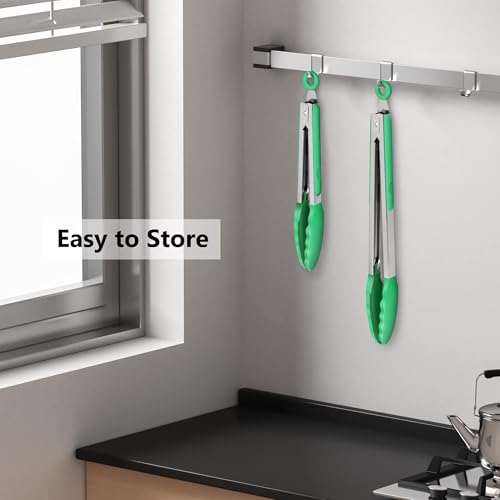 2 Pack Silicone Kitchen Tongs (Turquoise)