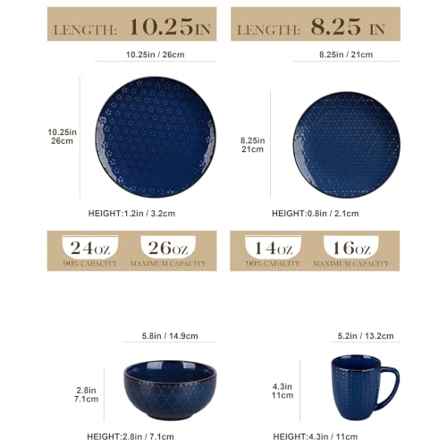 16 Pieces Dinnerware Sets (Blue / Service for 4 (16 Pcs))