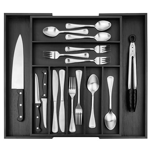 Bamboo Drawer Organizer (Black / 9 Slot)