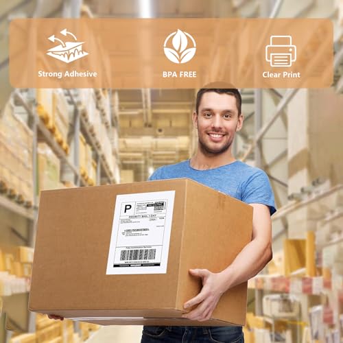 Half Sheet Self Adhesive Shipping Labels for Laser & Inkjet Printers White Blank (8-1/2"×5-1/2" (2-UP) / 150 Sheets)