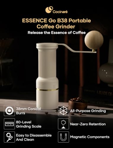 ESSENCE GO B38 Ultra Manual Coffee Grinder Capacity 30g (Vintage White)