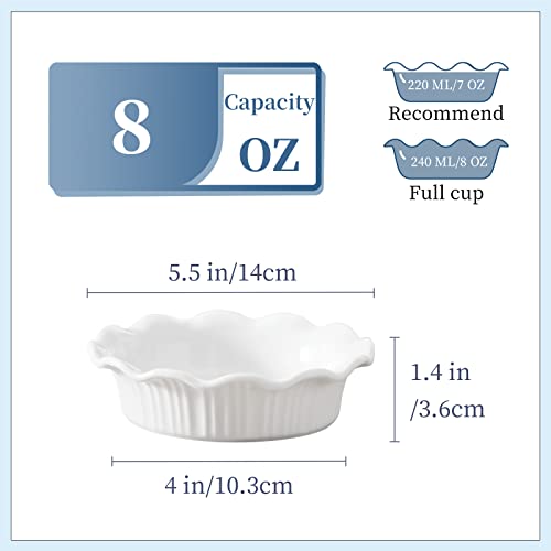 Ceramic Mini Pie Pans Set of 6 (5.5 Inches / White)