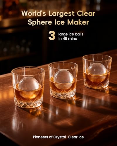 2.4" Clear Ice Ball Maker Countertop with CrystalFlux Technology (Gloss Black)