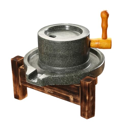 Handmade Stone Mill Grinder with Wooden Stand