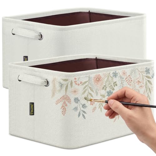 2 Pack Fabric Closet Storage Bins for Shelves (White for DIY / 2PCS/Small-12x8x8)