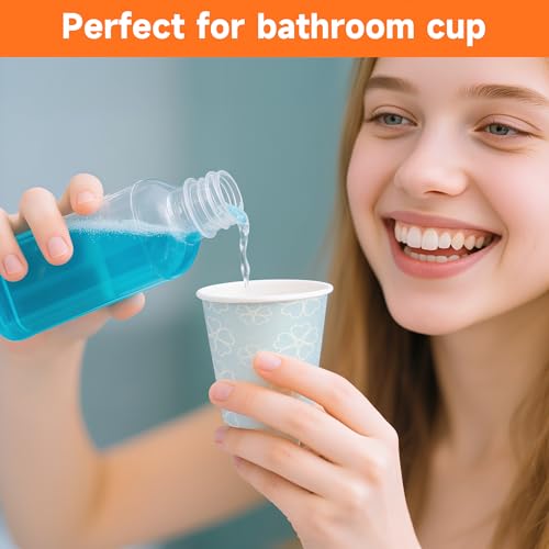 100 Pack 3 oz Bathroom Paper Cups for Mouthwash (Mist blue / 3 oz)