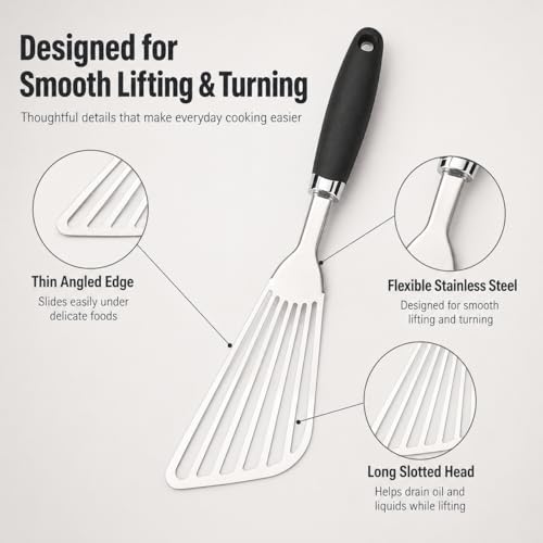 304 Stainless Steel Fish Spatula (Black-Fish Spatula)