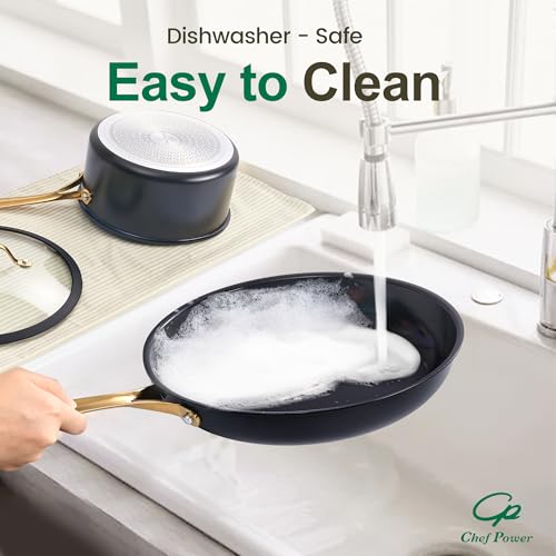 Ceramic Cookware Sets (Stone Black / 10 Pcs Set)