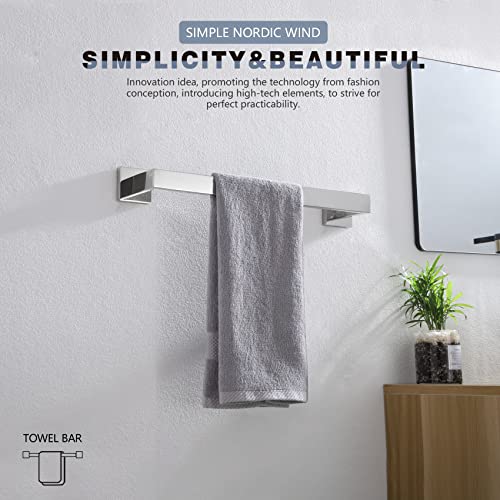 16 Inch Single Towel Bar (Polished Chrome / 16-Inch)
