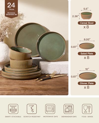 Stoneware Dinnerware Sets (Moss Green)