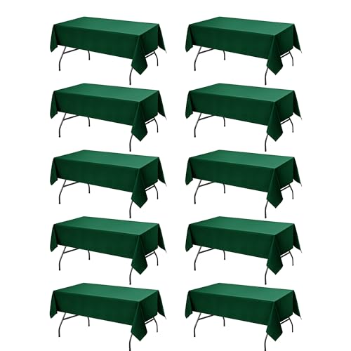 10 Pack Hunter Green Tablecloths for Rectangle Tables (Hunter Green / 60x102 In, 10 Pack)