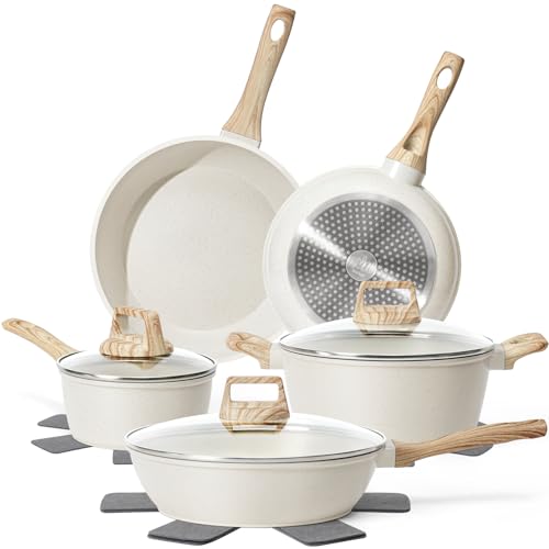 Pots and Pans Set Non Stick (White / 12 Pieces)