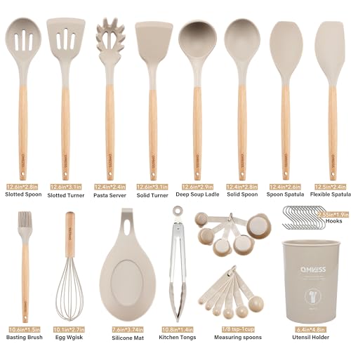 Silicone Kitchen Utensils Set (Khaki)