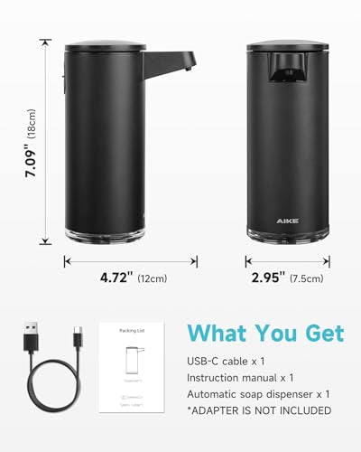 SensePro Automatic Soap Dispenser 12.8oz Spot Resist Matte Black (Matte Black Coating)