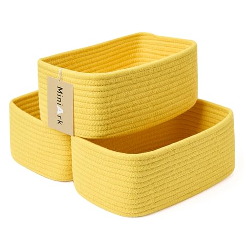 Small Storage Baskets for Organizing (3pcs-L11.5xW7.5xH4.7" / Yellow)