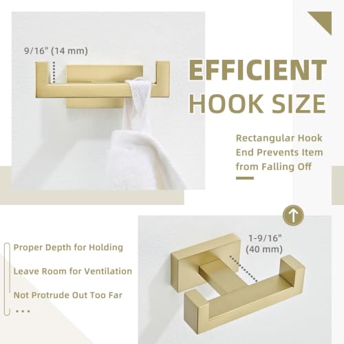 Double Towel Hook Brushed Gold (1 Pack / Brushed Gold)