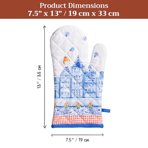 Maison d'Hermine Oven Gloves 100% Cotton Oven Mitt (008 - Amsterdam Canals / 7.5" x 13" (Oven Mitt))