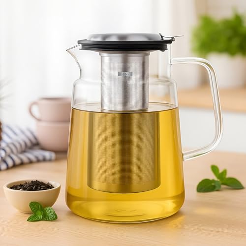 74oz Glass Tea Pot with Infuser (74 fluid ounces without thermometer)