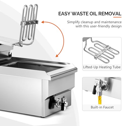 12.5QT Electric Deep Fryer (Single Fryer with Timer & Drain-12.5QT)