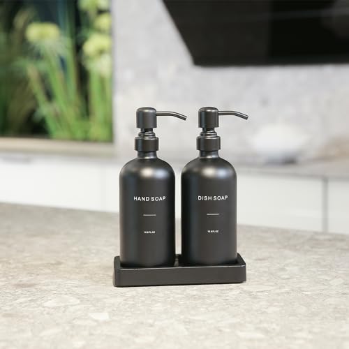 Matte Black Soap Dispenser Set (Black Bottle & Black Pump)