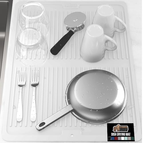Patented BPA Free Silicone Dish Drying Mat (18" x 24" / Silicone / White)