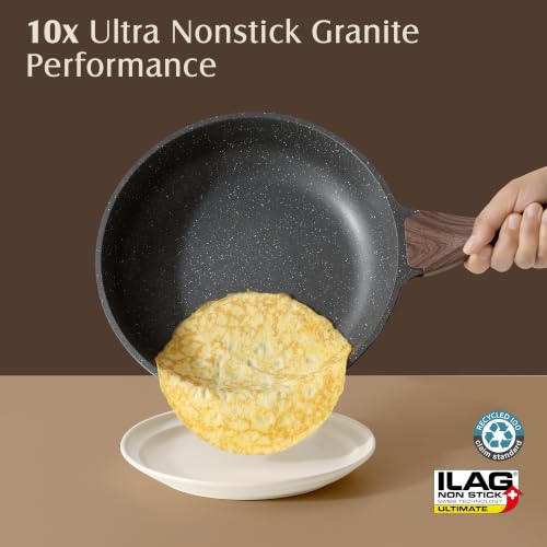 23 PCS Non Stick Pots and Pans Set (Gray 01 / Large)