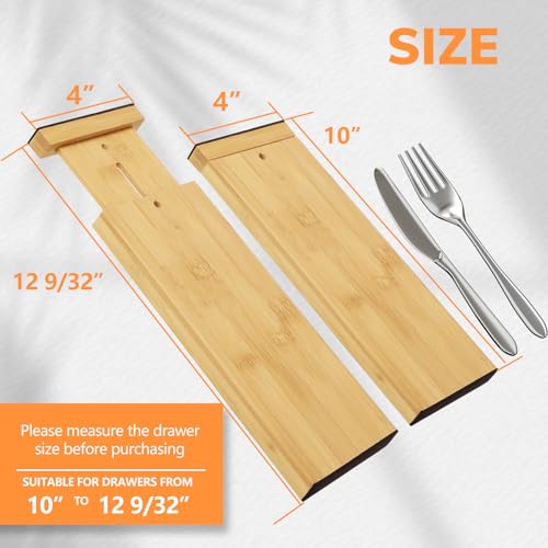 4" High Bamboo Drawer Dividers (Natural / 4''H, 10''-12.28''L)