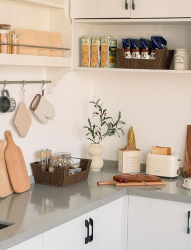 Pantry Baskets for Shelves (Brown / 13 ½"L x 10 ¾"W x 5"H)