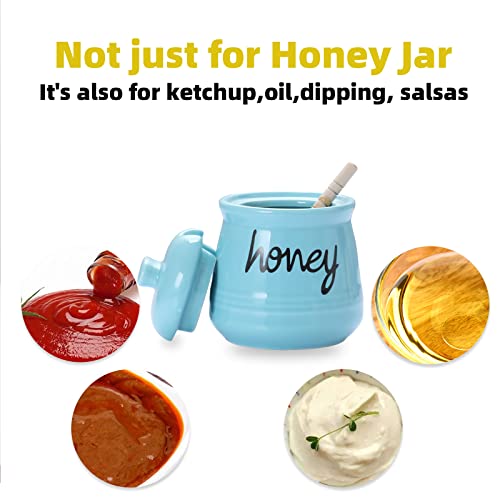 Honey Jar with Dipper and Lid (Turquoise)