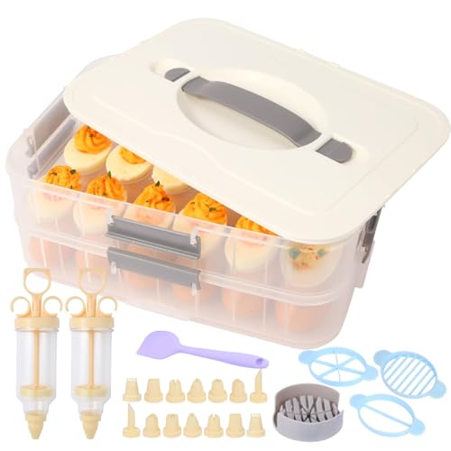2 Layer Deviled Egg Containers With Lid (White)