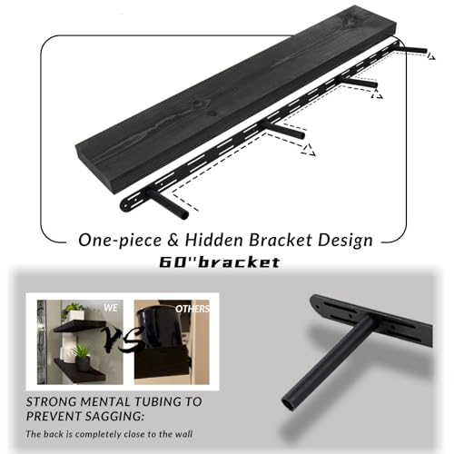 60 inch Black Floating Shelves for Wall 8 (Black / 60'' x 8''x 2''(set of 2）)