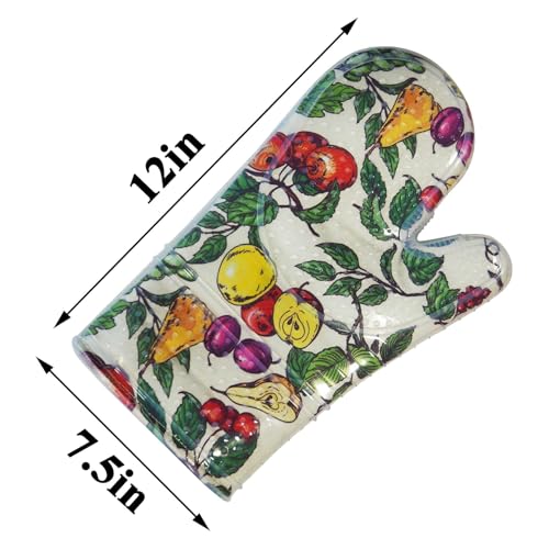 Oven Mitts with Transparent Clear Silicone Shell and Nice Friut Flower Printing (Oven mitts / Fruit Flower)