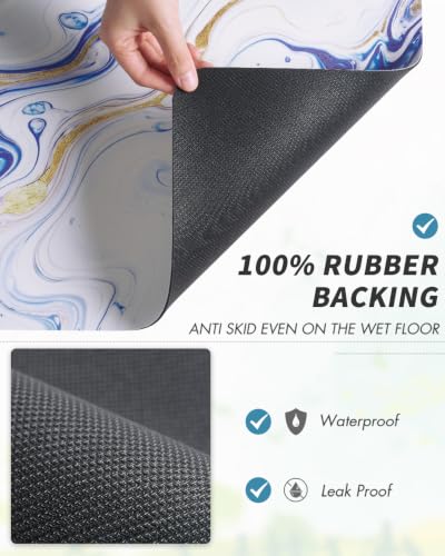 Dish Drying Mat for Kitchen Counter (Marble Blue / 12"x19")