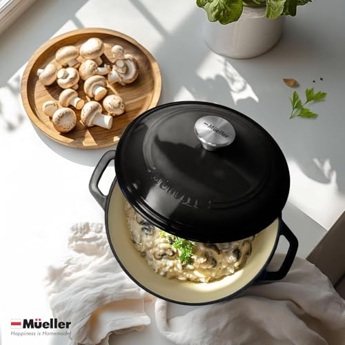 MUELLER HOME 4.5 QT Enameled Cast Iron Dutch Oven (4.5 Quart -Round / Black)