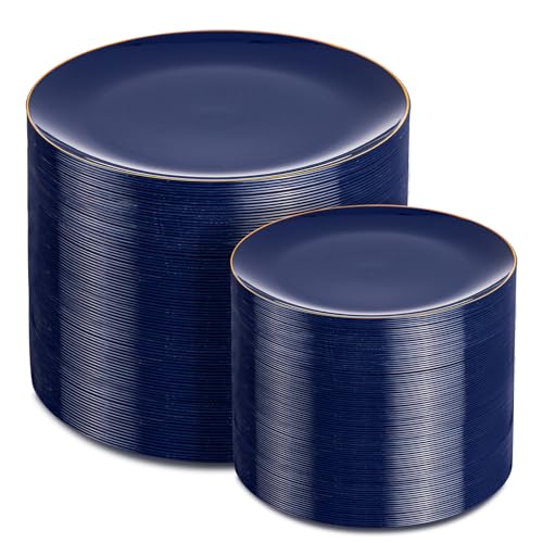 200 Pieces Blue Plastic Plates (Blue / 200 PCS)