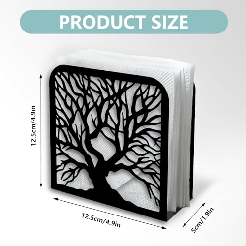 Tree Trunk Black Metal Napkin Holder for Table 4.9" x 4.9" x 1.9"