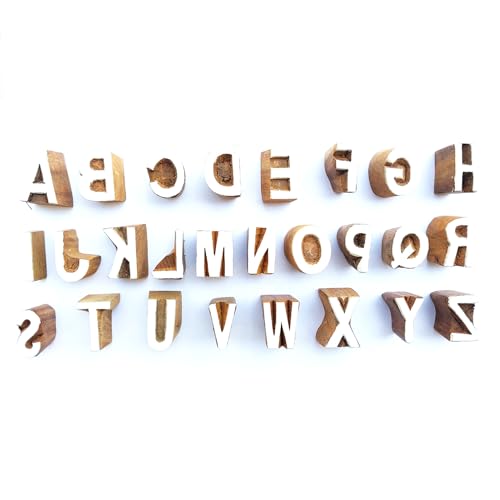 Alphabet Wooden Block Printing Stamps (26 Pcs / Bulk01_25h)