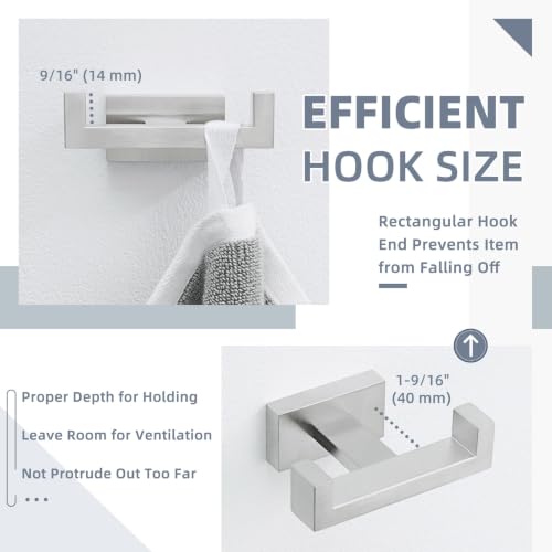 Towel Hook for Bathroom (1 Pack / Brushed Nickel)
