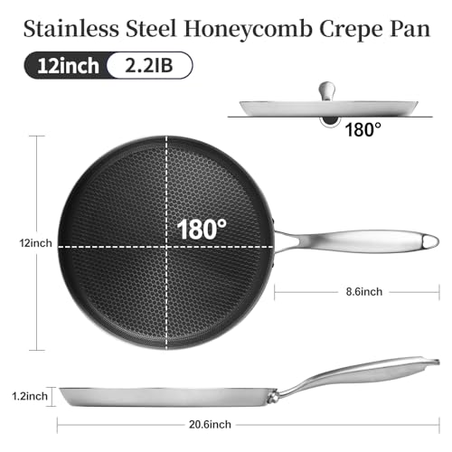 12 Inch Nonstick Crepe Pan (12 Inch / Silver)