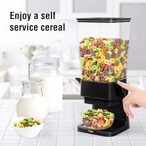 Cereal Dispenser Countertop Large Cereal Containers Storage Black (K:Black & 3pack / A(Upgrade Materials))